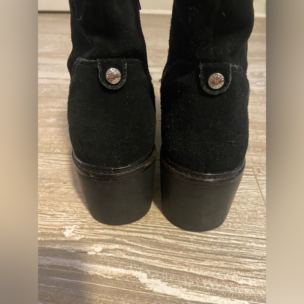 Michael Kors black suede moto boots lug heel 8 - Picture 3 of 8